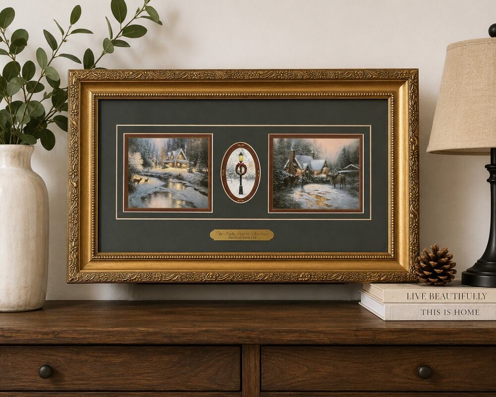 Thomas Kinkade The Night Before Christmas Framed Winter Holiday Wall Art